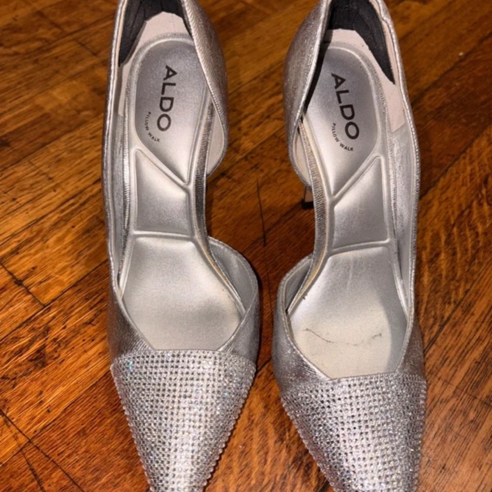 Aldo Silver Crystal Pointed Heels